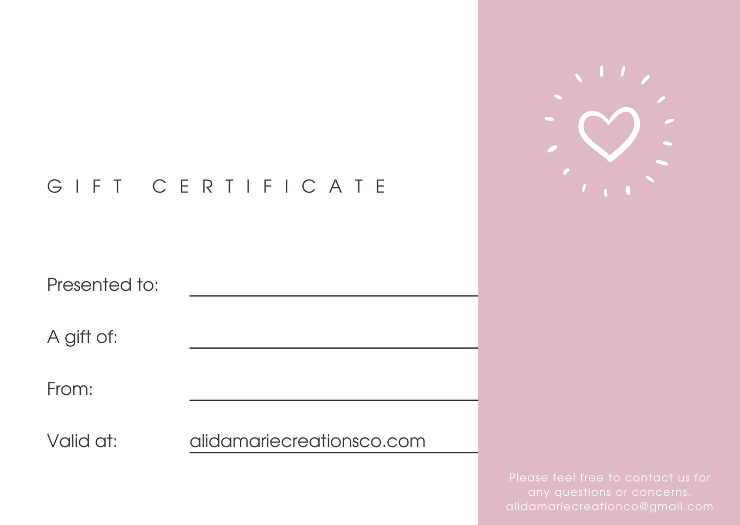 Alida Marie Creations Co Gift Card - Alida Marie Creations Co