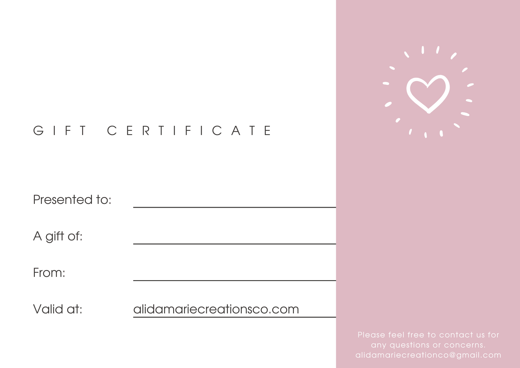 Alida Marie Creations Co Gift Card - Alida Marie Creations Co